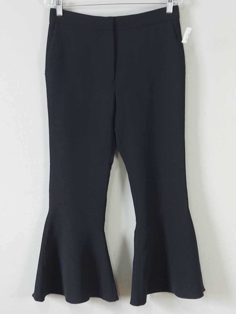 Sandro Paris Women Cropped Wide Leg Black Flared Pant 40 EU Retro Bell Bottom